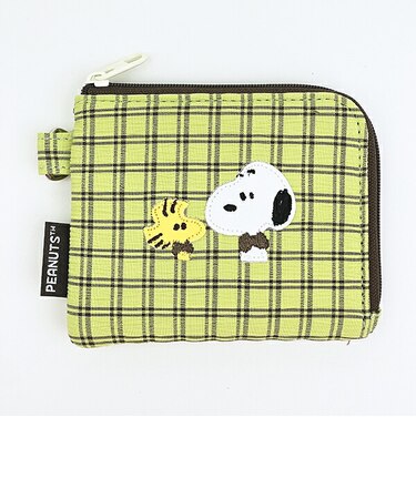 スヌーピー スリムウォレット グリーン 財布 チェックワッペンシリーズ SNOOPY