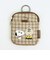 スヌーピー カラビナ付きパス＆ポーチ ベージュ チェックワッペンシリーズ SNOOPY