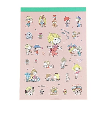 水森亜土 メモパッド(シール付) ピンク 文具 日本製