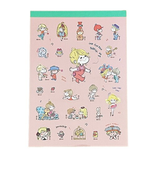 水森亜土 メモパッド(シール付) ピンク 文具 日本製