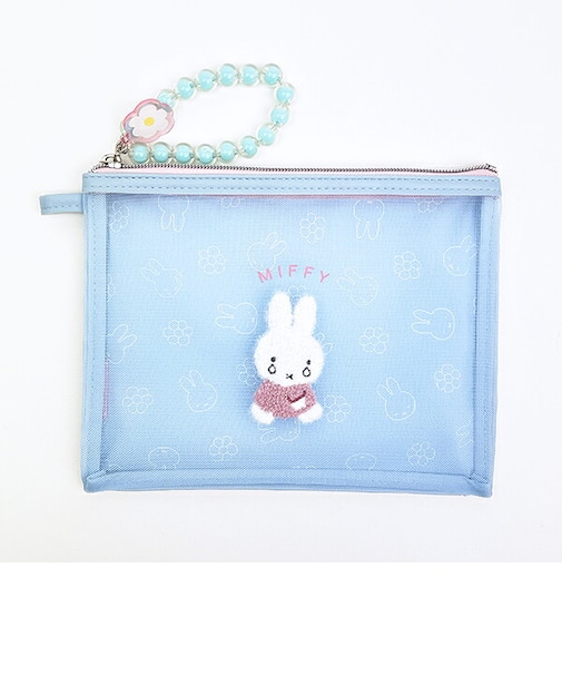 ミッフィー miffy フラットポーチ ブルー ビジューシリーズ