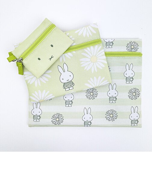 ミッフィー miffy 3連ポーチ グリーン ピスタチオ&ラベンダーシリーズ