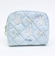 ミッフィー miffy ボックスポーチ ブルー キルティングパールシリーズ