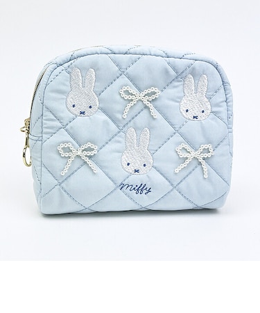 ミッフィー miffy ボックスポーチ ブルー キルティングパールシリーズ