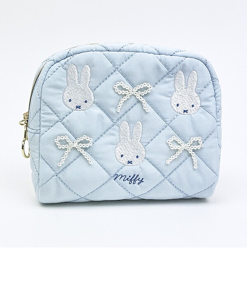 ミッフィー miffy ボックスポーチ ブルー キルティングパールシリーズ