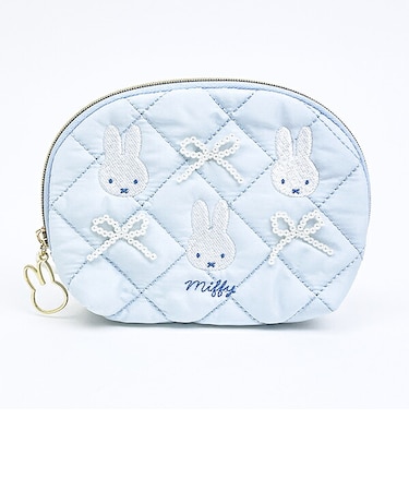 ミッフィー miffy ティッシュポーチ ブルー キルティングパールシリーズ