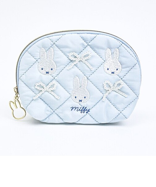 ミッフィー miffy ティッシュポーチ ブルー キルティングパールシリーズ