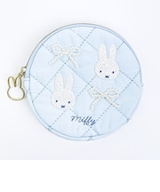 ミッフィー miffy サークルポーチ ブルー キルティングパールシリーズ