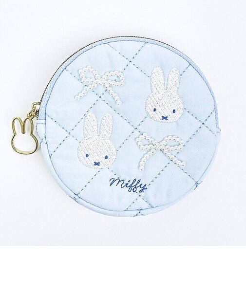 ミッフィー miffy サークルポーチ ブルー キルティングパールシリーズ