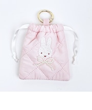 ミッフィー miffy カラビナ付きミニ巾着 ピンク キルティングパールシリーズ