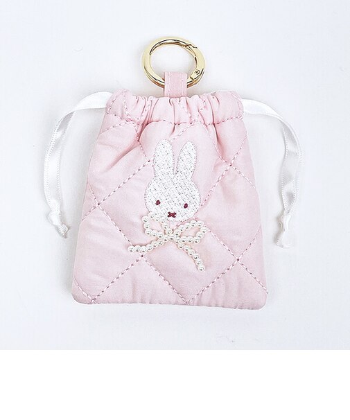 ミッフィー miffy カラビナ付きミニ巾着 ピンク キルティングパールシリーズ