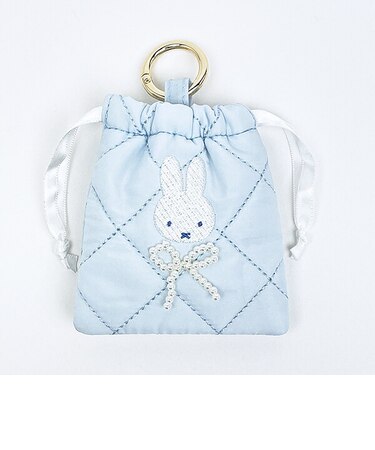 ミッフィー miffy カラビナ付きミニ巾着 ブルー キルティングパールシリーズ