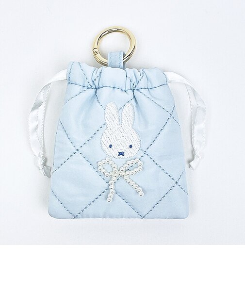 ミッフィー miffy カラビナ付きミニ巾着 ブルー キルティングパールシリーズ