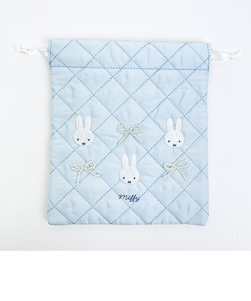 ミッフィー miffy 巾着 ブルー キルティングパールシリーズ