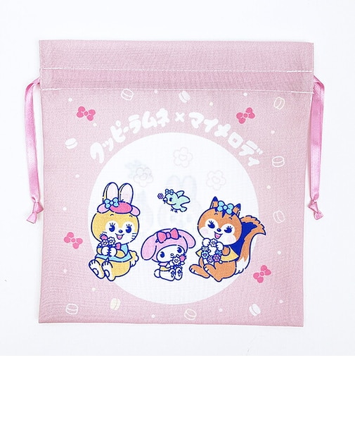 サンリオ マイメロディ × クッピーラムネ 巾着(M) (ピンク) 日本製 Sanrio