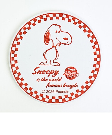 スヌーピー 吸水コースター レッド チェック アメリカン 食器 SNOOPY