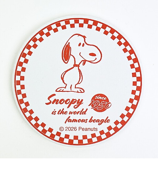 スヌーピー 吸水コースター レッド チェック アメリカン 食器 SNOOPY