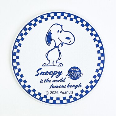 スヌーピー 吸水コースター ブルー チェック アメリカン 食器 SNOOPY