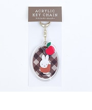 ミッフィー miffy アクリルキーホルダー (ベージュ) ダイアゴナルチェックシリーズ