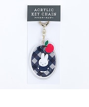 ミッフィー miffy アクリルキーホルダー (グレー) ダイアゴナルチェックシリーズ