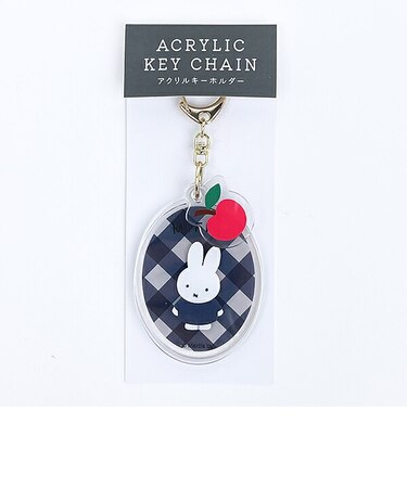 ミッフィー miffy アクリルキーホルダー (グレー) ダイアゴナルチェックシリーズ