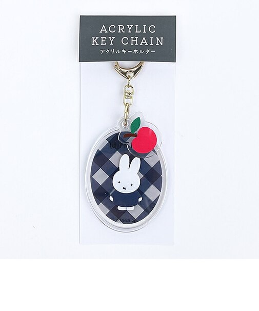 ミッフィー miffy アクリルキーホルダー (グレー) ダイアゴナルチェックシリーズ