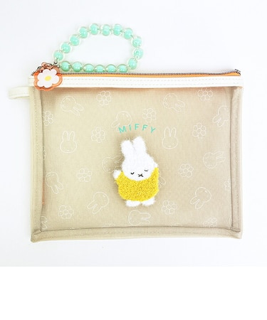 ミッフィー miffy フラットポーチ (アイボリー) ビジューシリーズ