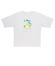 水森亜土 チェーン刺繍柄ゆったりシルエット半袖Tシャツ(M) ライトパープル アパレル