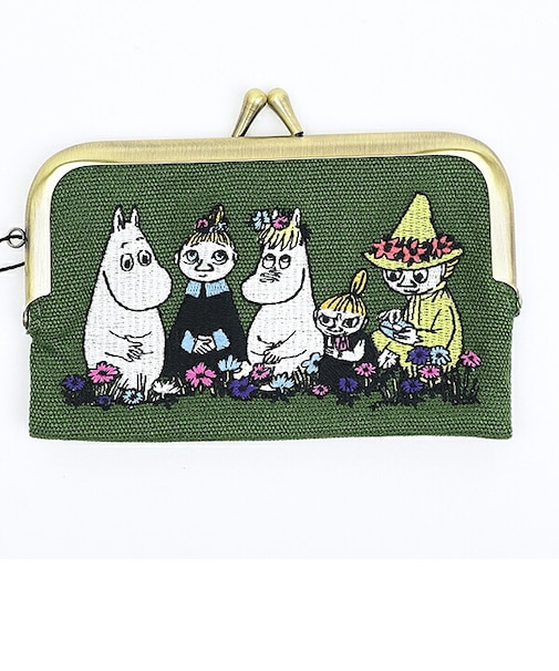 ムーミン 刺しゅうがま口ケース （グリーン） お財布 MOOMIN