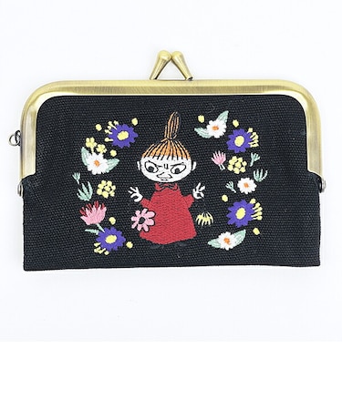 ムーミン リトルミイ 刺しゅうがま口ケース (ブラック) お財布 MOOMIN