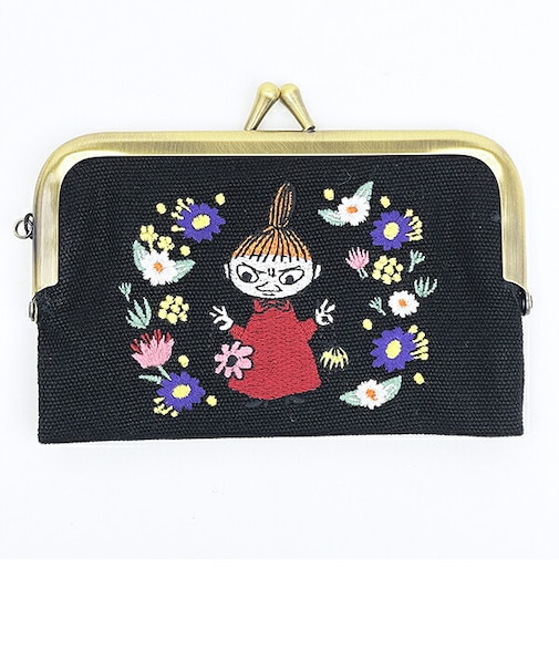 ムーミン リトルミイ 刺しゅうがま口ケース (ブラック) お財布 MOOMIN