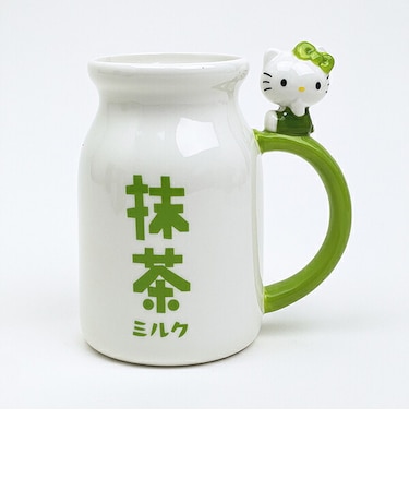 サンリオ ハローキティ フィギュア付き牛乳瓶マグカップ 抹茶シリーズ コップ Sanrio