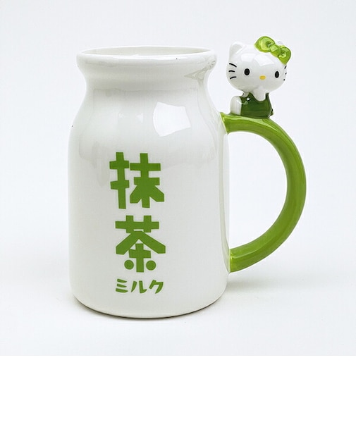 サンリオ ハローキティ フィギュア付き牛乳瓶マグカップ 抹茶シリーズ コップ Sanrio