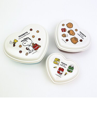 スヌーピー 入子式ふわっとシール容器3Pセット(ハート) クッキー ランチ 日本製 SNOOPY