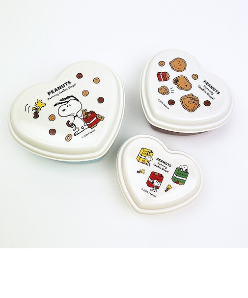スヌーピー 入子式ふわっとシール容器3Pセット(ハート) クッキー ランチ 日本製 SNOOPY