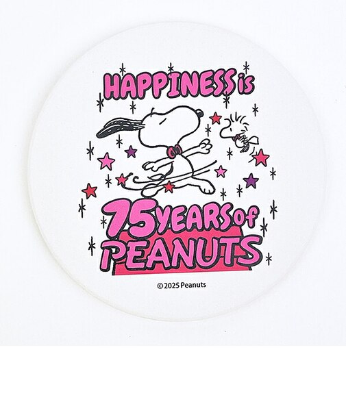 スヌーピー 吸水コースター PEANUTS 75th ピンク SNOOPY
