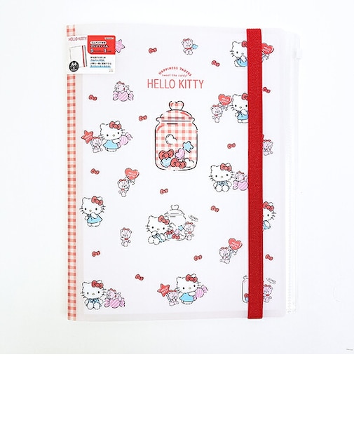 サンリオ ハローキティ ゴムバンド付きクリアファイル レッド 文具 Sanrio