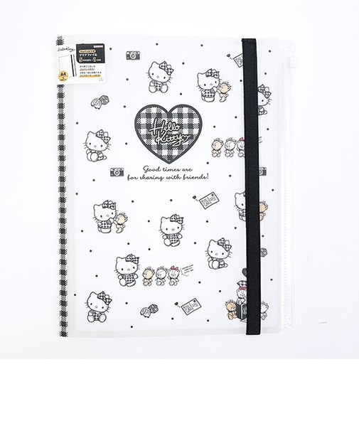 サンリオ ハローキティ ゴムバンド付きクリアファイル ブラック 文具 Sanrio