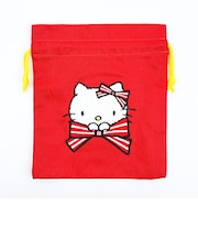 サンリオ ハローキティ ×くまのがっこう さがら刺繍巾着 レッド Sanrio
