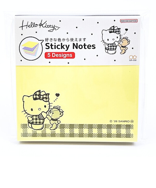 サンリオ ハローキティ 付箋メモ5色 ブラック 文具 日本製 Sanrio