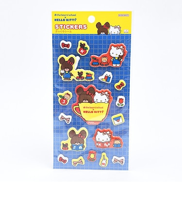 サンリオ ハローキティ ×くまのがっこう ぷっくりシール ブルー 文具 Sanrio
