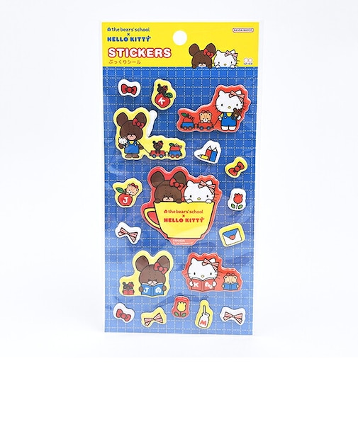 サンリオ ハローキティ ×くまのがっこう ぷっくりシール ブルー 文具 Sanrio