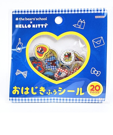 サンリオ ハローキティ ×くまのがっこう おはじき風シール ブルー 文具 Sanrio