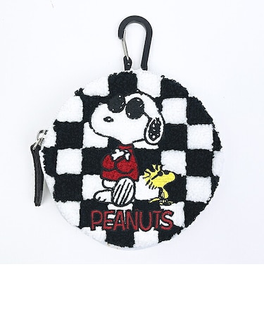 スヌーピー ジョークール × ウッドストック サークルさがらポーチ (チェッカーズフラッグ) SNOOPY