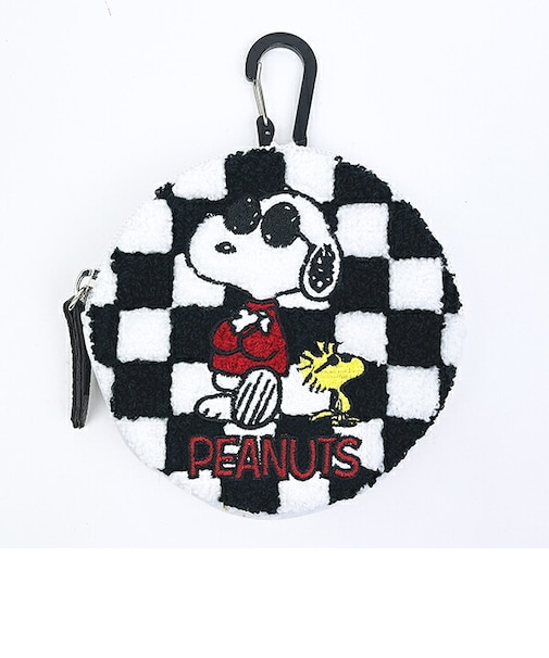 スヌーピー ジョークール × ウッドストック サークルさがらポーチ (チェッカーズフラッグ) SNOOPY