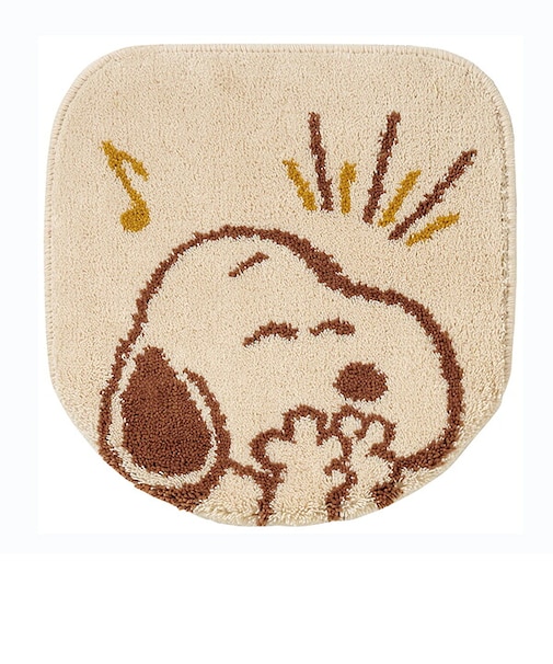 スヌーピー トイレ兼用フタカバー ハッピーダンス ベージュ トイレ用品 SNOOPY
