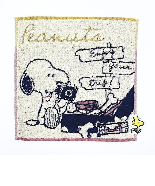 スヌーピー ミニタオル カメラ ピンク ハンカチ SNOOPY