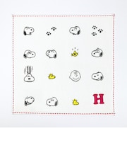 スヌーピー ミニタオル アイコン(H) イニシャル アイボリー ハンカチ SNOOPY