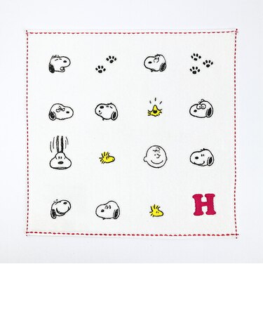 スヌーピー ミニタオル アイコン(H) イニシャル アイボリー ハンカチ SNOOPY