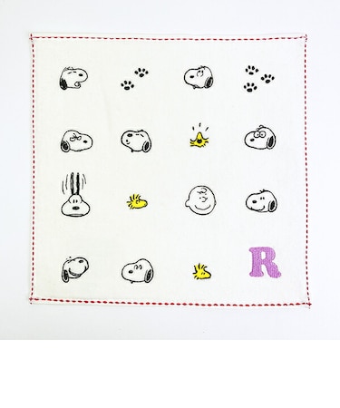 スヌーピー ミニタオル アイコン(R) イニシャル アイボリー ハンカチ SNOOPY